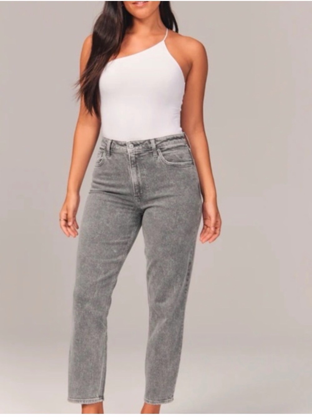 Abercrombie & Fitch High-Rise Gray Straight-Leg Jeans